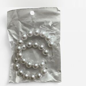 Elegant White Pearl Hoop Earrings